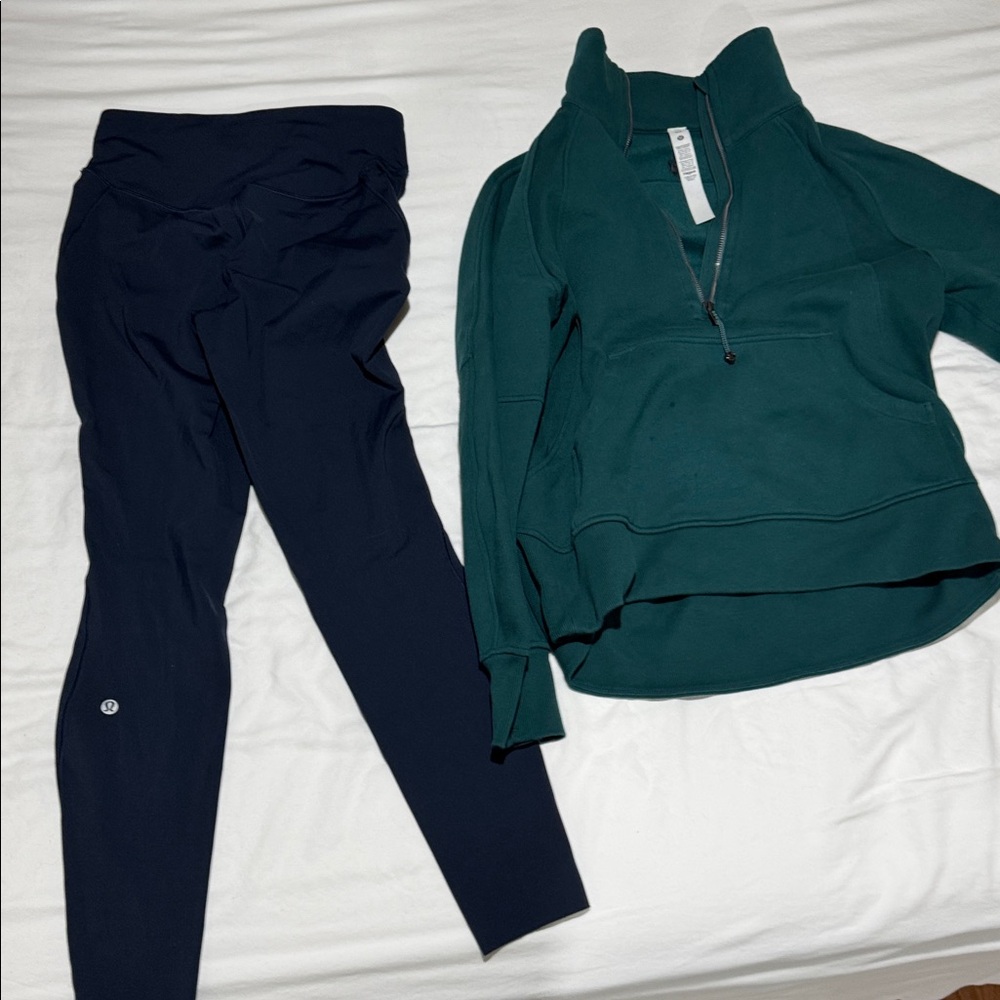 Lululemon Base pace high rise 28” true navy size 8 and scuba
